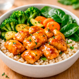 Bowl pollo mostaza miel