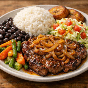 Casado con bistec encebollado