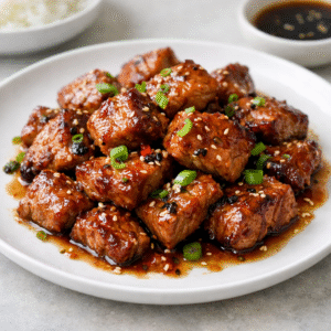 Cerdo en trozos en salsa oriental