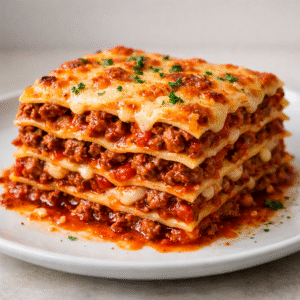 Lasaña de carne en salsa de tomate