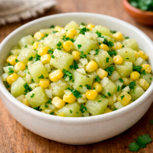 Picadillo de chayote con elote