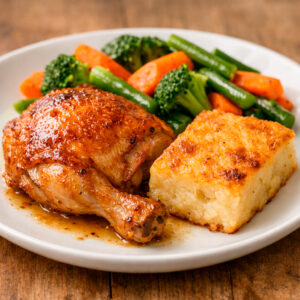 Pollo al horno + enyucado + vegetales