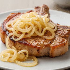 Chuleta de cerdo encebollada