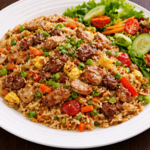 Arroz cantones Melia + vegetales + ensalada