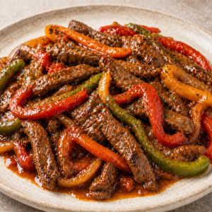 Fajitas de res en salsa caribeña