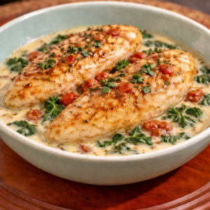 Pollo en salsa de blanca