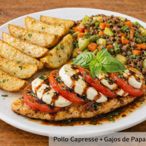 Pollo Caprese + Gajos de Papa + Picadillo