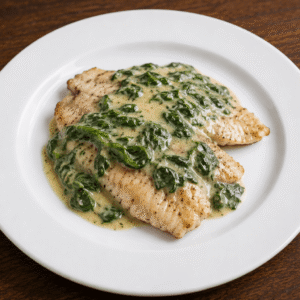 Tilapia en salsa de espinacas