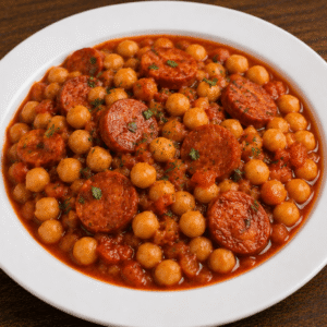 Garbanzos con chorizo argentino