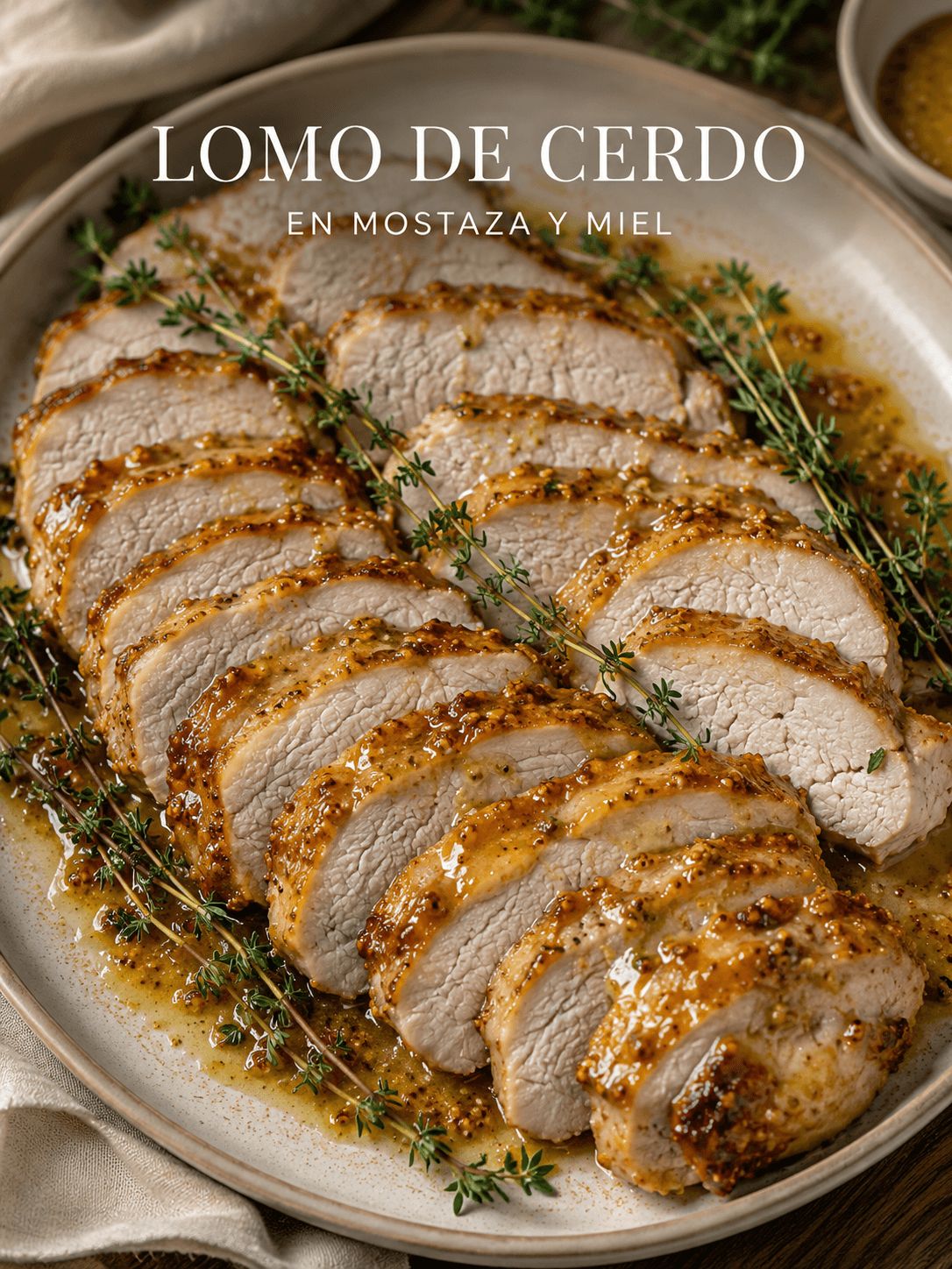 Lomo de cerdo en mostaza y miel
